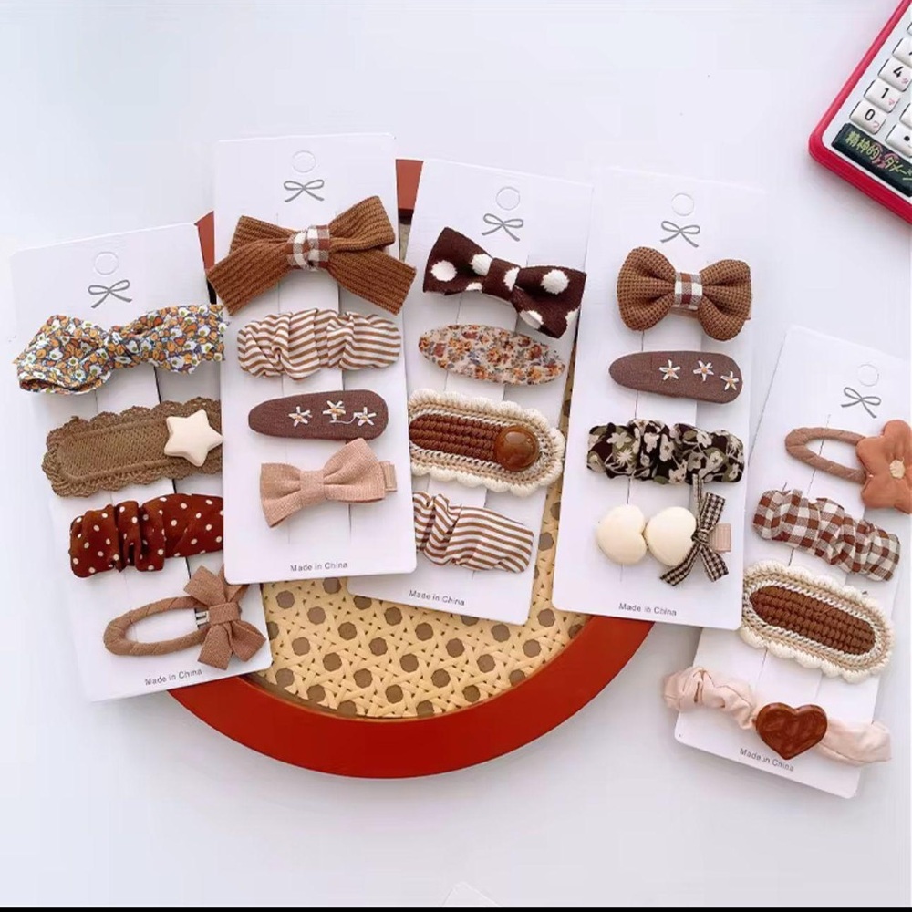 Set of Brown and Cream Hair Clips